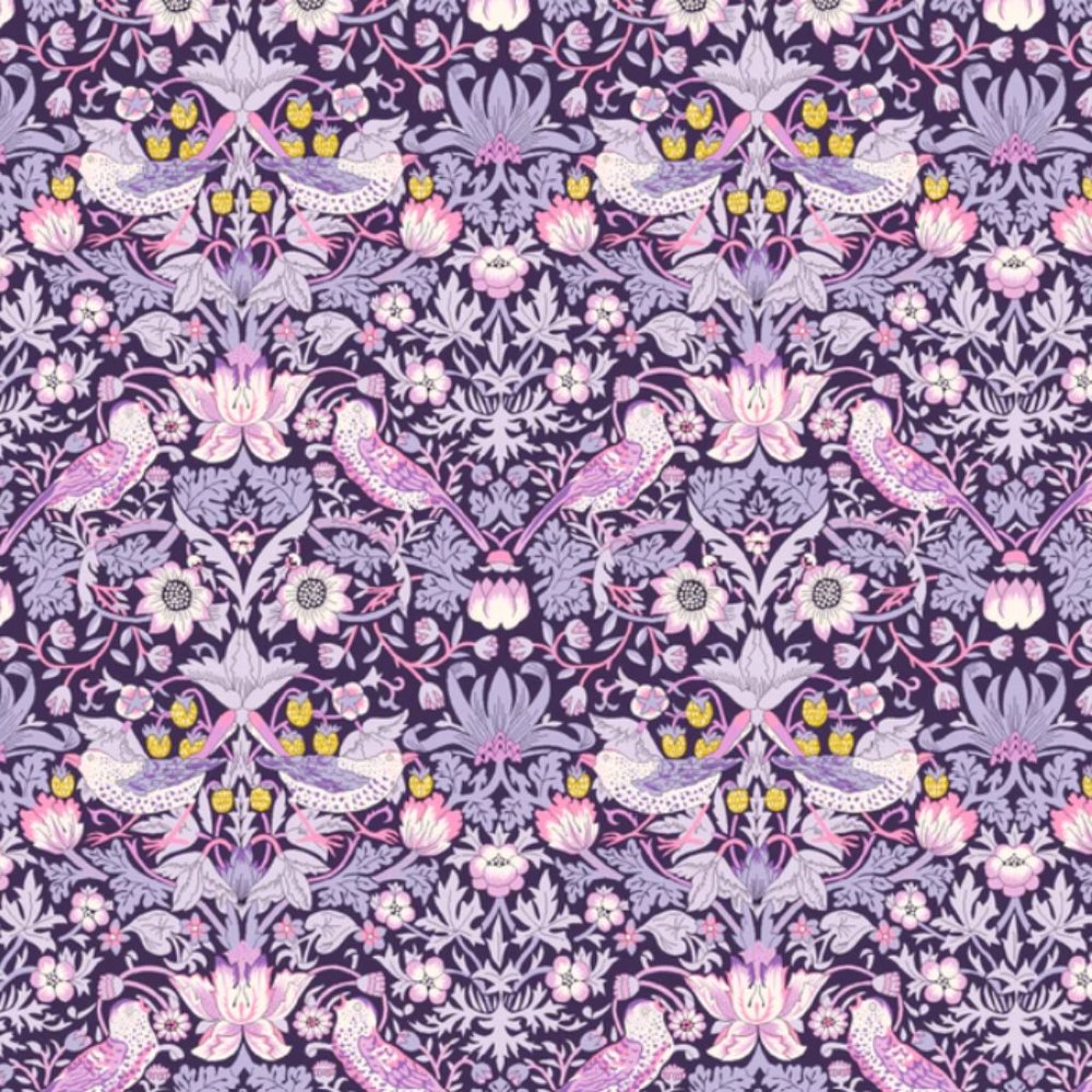 Liberty Art Fabric Scrunchie Amethyst Purple Strawberry Thief William Morris - Picture 4 of 10